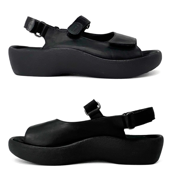 Wolky Jewel Sandal Adjustable Strap Sandals Black Leather Size 8.5 Comfort Shoe - Picture 3 of 13